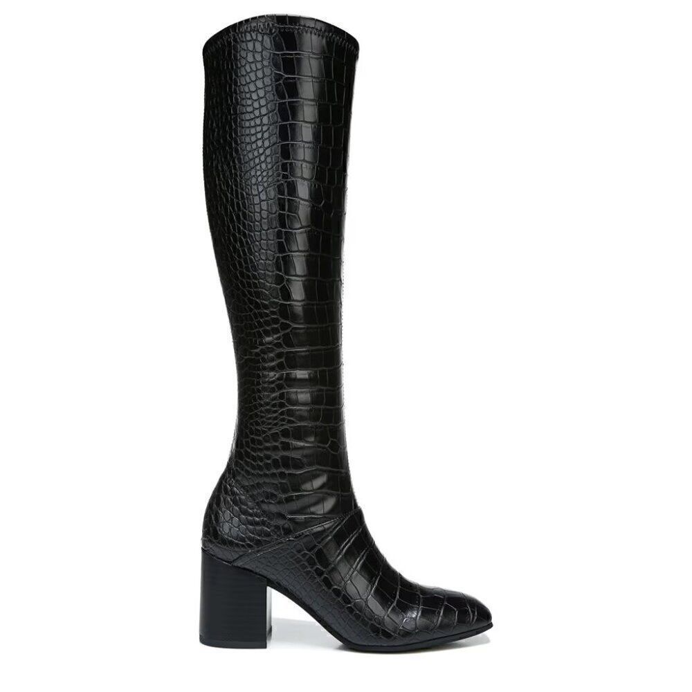 Franco Sarto Tribute Tall Boot- Black Croc- Size 9 M- NIB